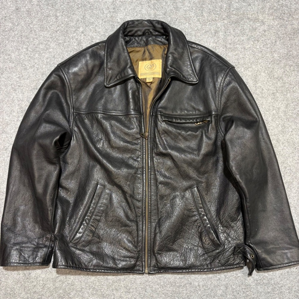Georgetown Leather Design Mens Black Pebbled Leather Full Zip Jacket Small